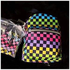 Rainbow Checker Print Mini Backpack